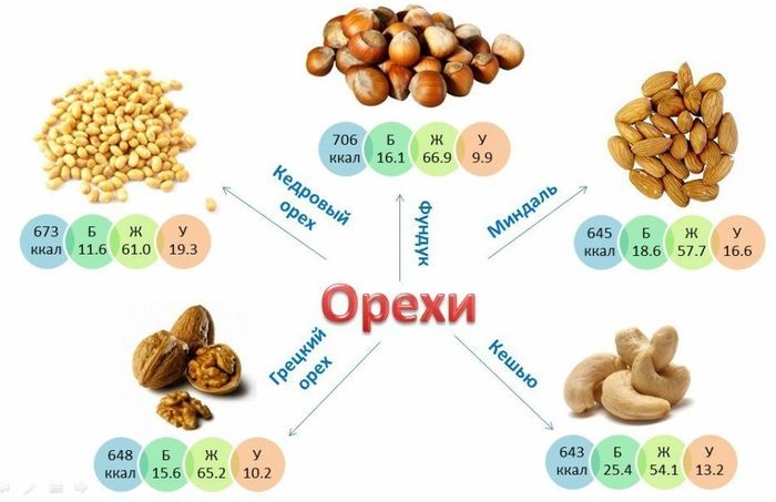 Содержание белков в орехах