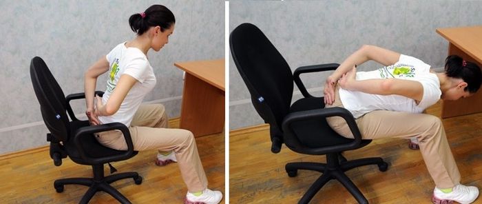 Упражнения сидя на стуле в офисе