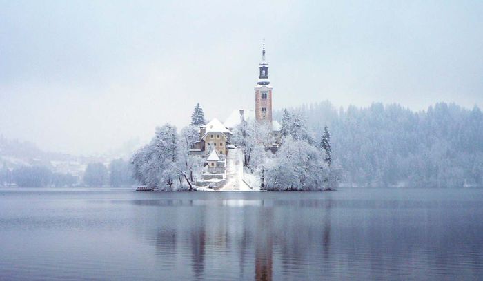 Блед, Словения зимой