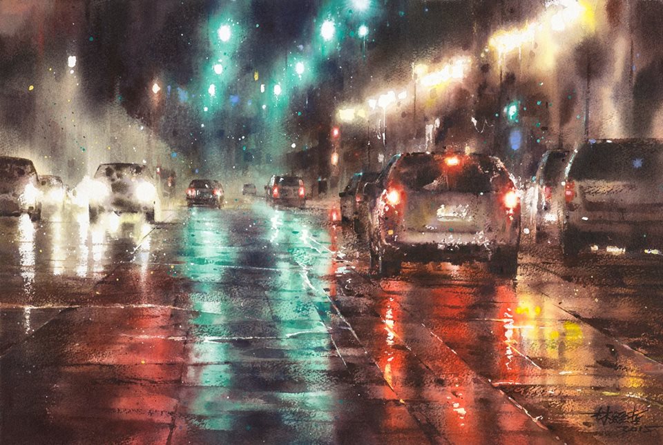 Ночная улица в дождь