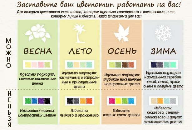 Инфографика по цветотипам