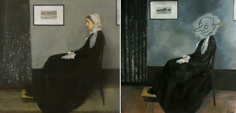 Картина "Мать Уистлера" и рисунок мистера Бина